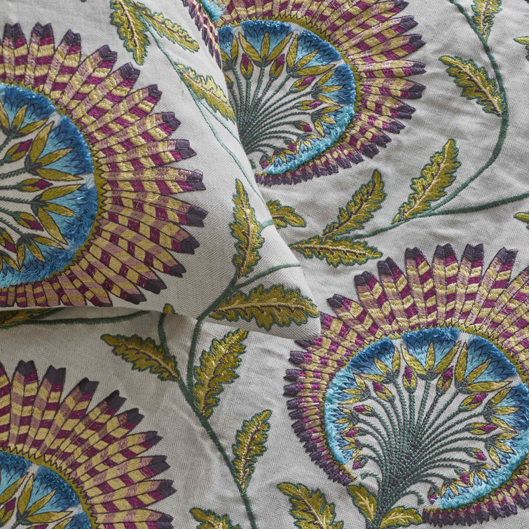 Tavus Peacock-Inspired Reversible Padded Throw 96"x50" - Green/Multi