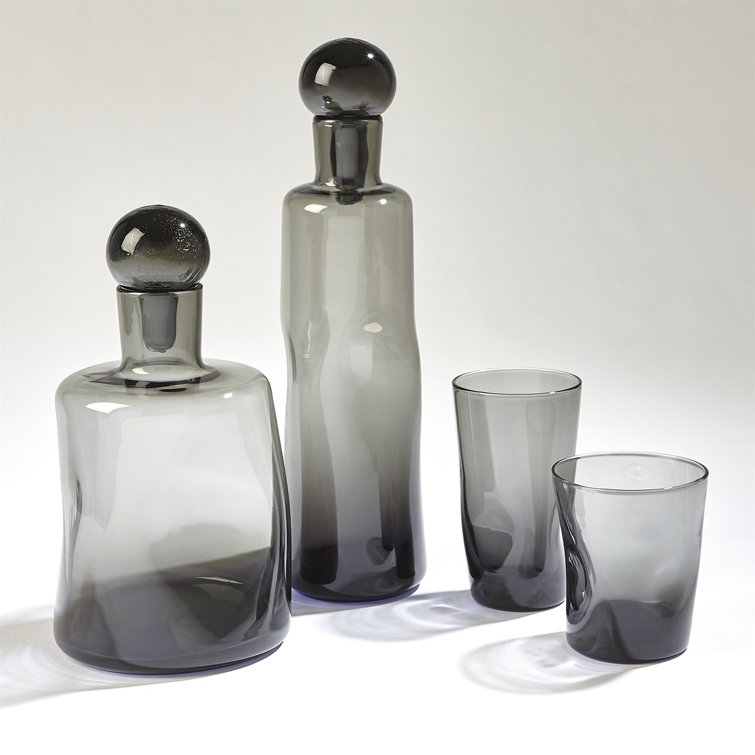 Short Grey Pinched Glass Decanter