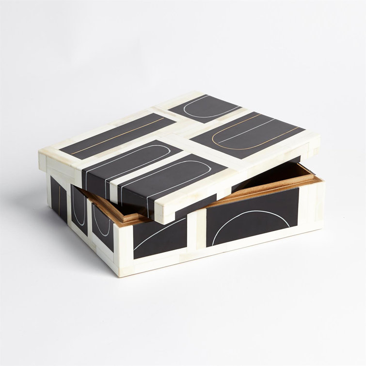 Black and White Geometric Polyresin Decorative Box