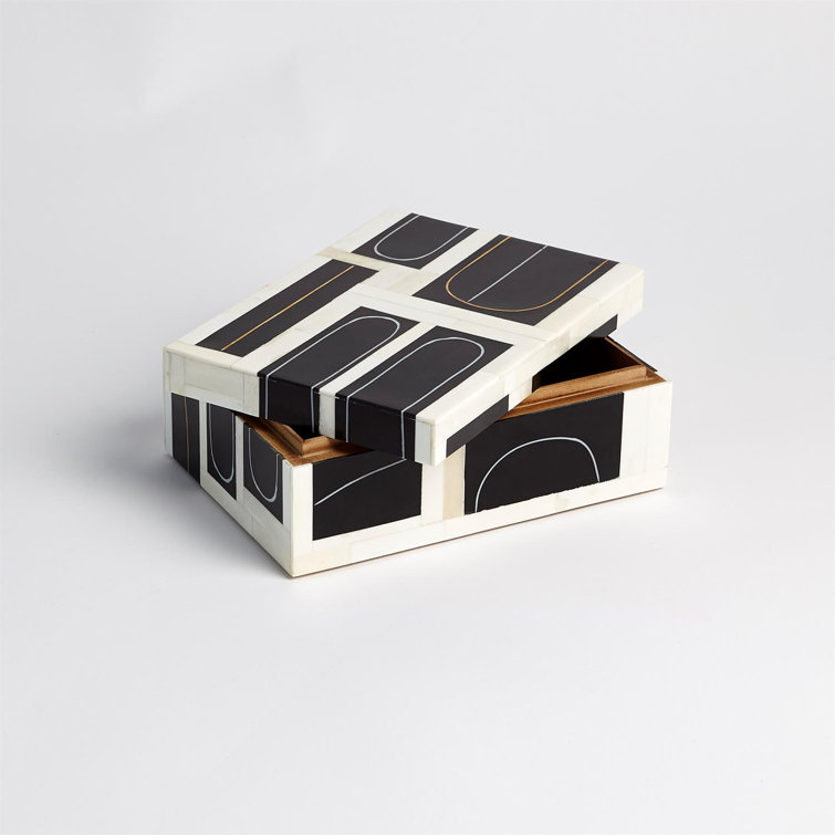 Black and White Geometric Polyresin Decorative Box