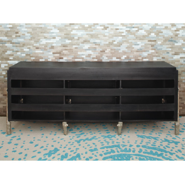 Branch Media Cabinet with Adjustable Shelving in Black Distressed Mango Wood