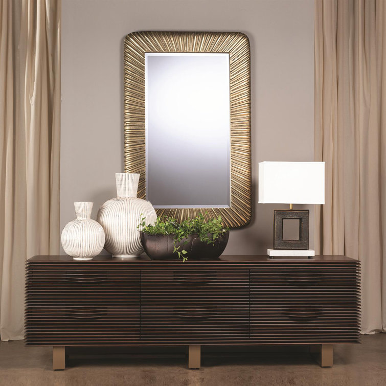 Antique Brass Rectangular Wall Mounted Accent Mirror