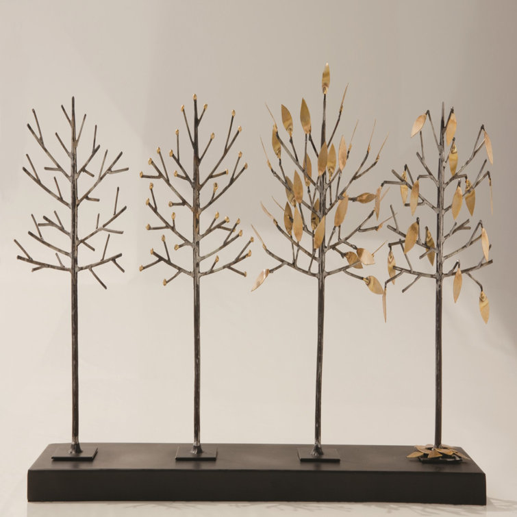 Gold Iron Four Seasons Tree Sculpture, 24.5" Length