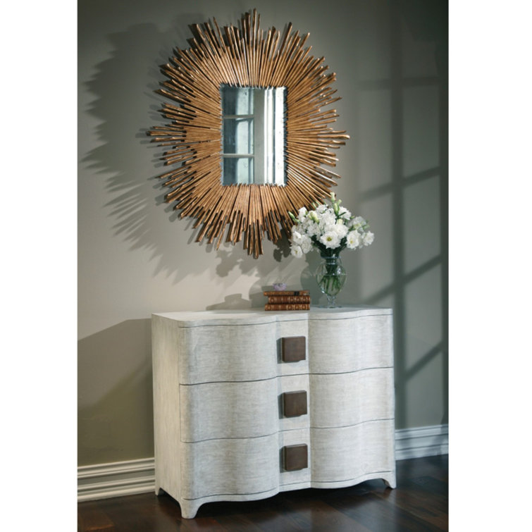 Baroque Inspired Gold Leaf Soleil Rectangular Wood Mirror