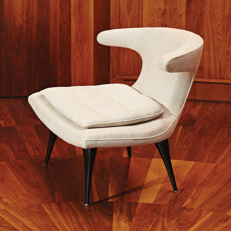 Anvil Retro-Inspired Lounge Chair in Dark Walnut and Beige