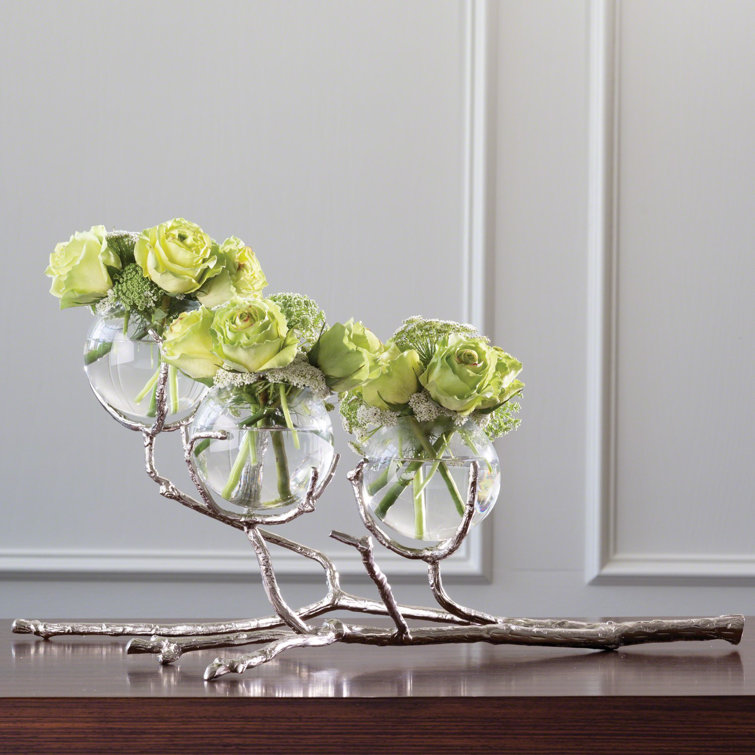 Nickel Finish Brass and Glass Coffee Table