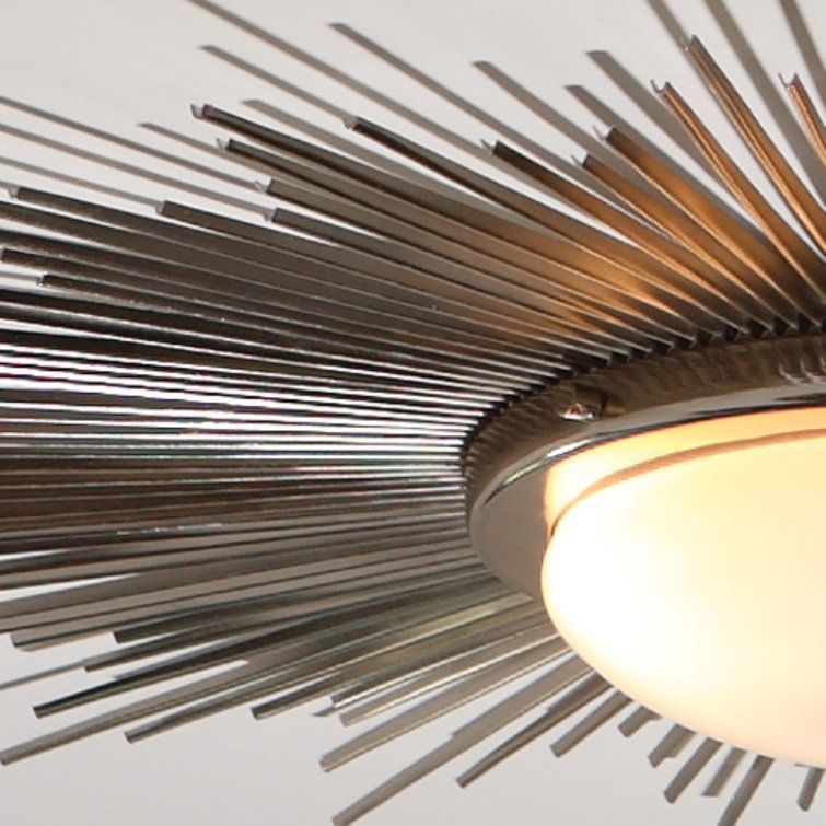 Sunburst Nickel 42" Dimmable 2-Light Fixture with Frosted Glass Shade