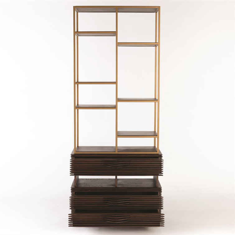 Oslo Etagere Handcrafted Ash Wood and Metal Frame Storage Unit