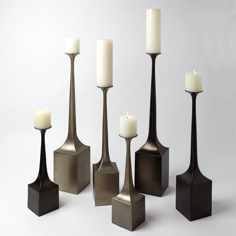 Giacometti-Inspired Bronze Aluminum 16" Hurricane Candlestick