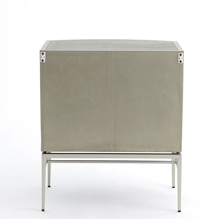 Crinkle 2-Drawer Bedside Chest in Nickel/Antique Nickel Finish