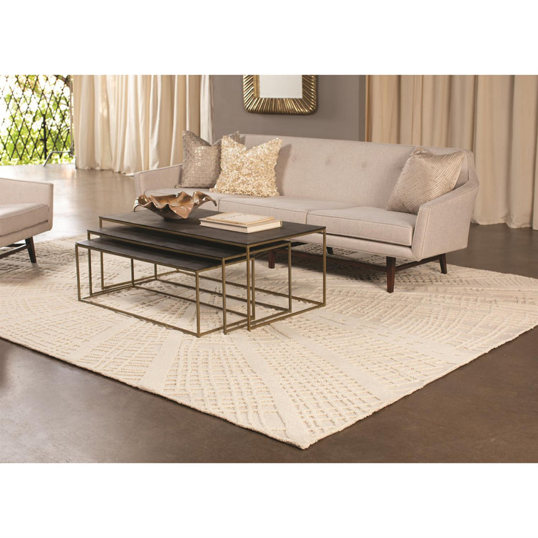 Enoch Abstract Ivory and Grey Hand-Tufted Wool Rug