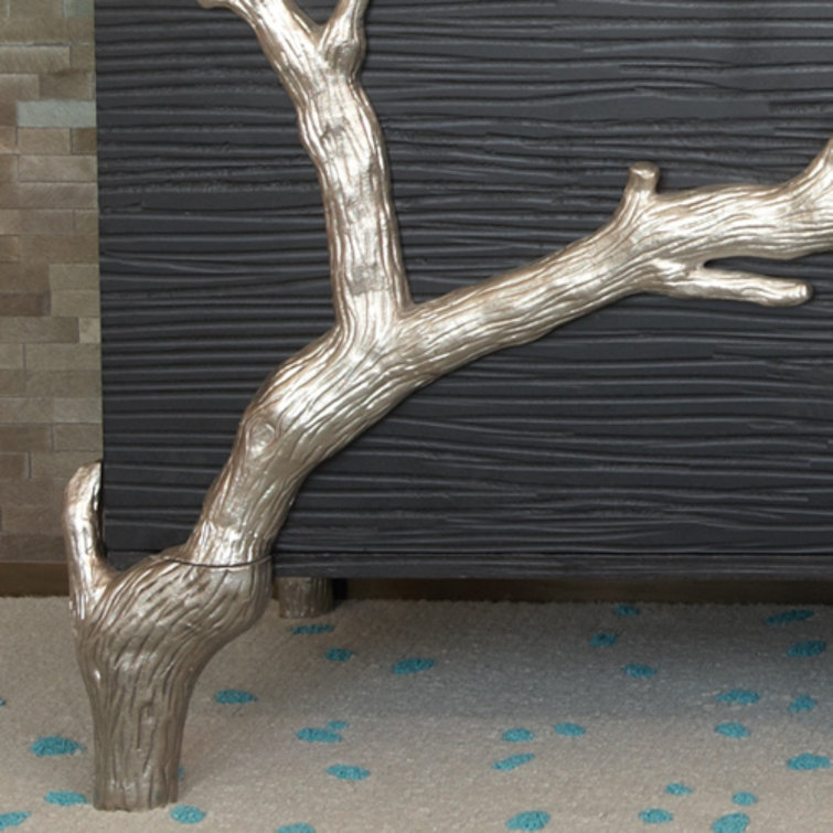 Branch Media Cabinet with Adjustable Shelving in Black Distressed Mango Wood