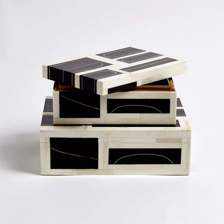 Black and White Geometric Polyresin Decorative Box
