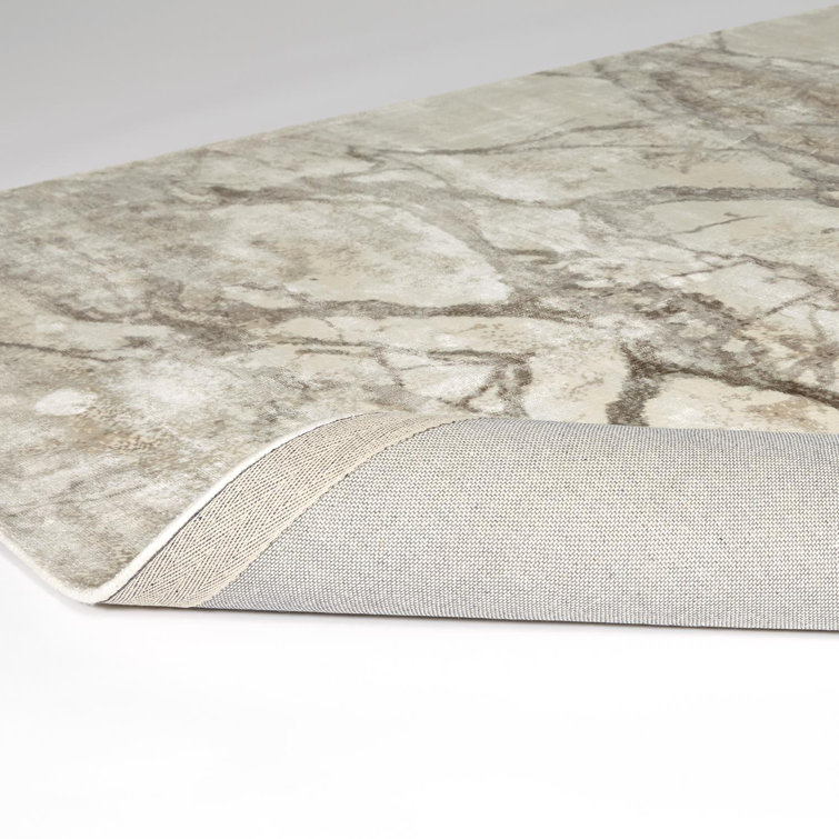 Handmade Abstract Viscose Area Rug in Gray - 5' x 8'