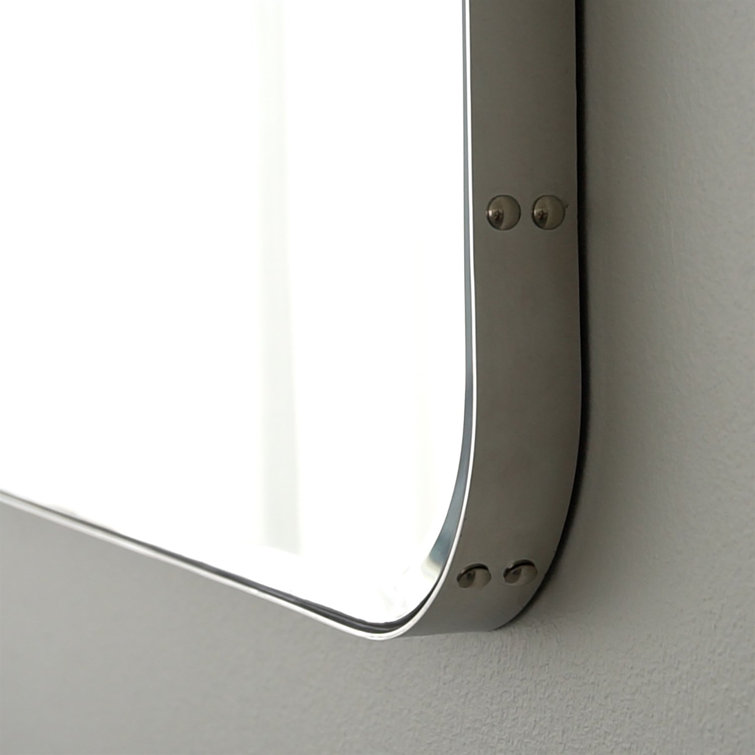 Elegant Rectangular Wood & Silver Wall Mirror with Nickel Frame
