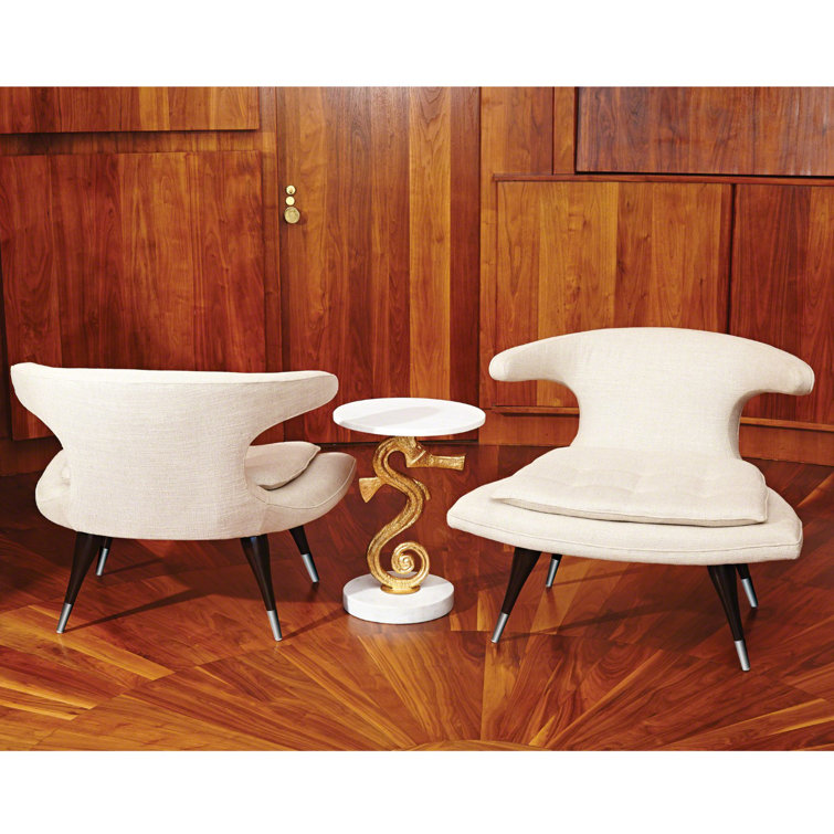 Anvil Retro-Inspired Lounge Chair in Dark Walnut and Beige