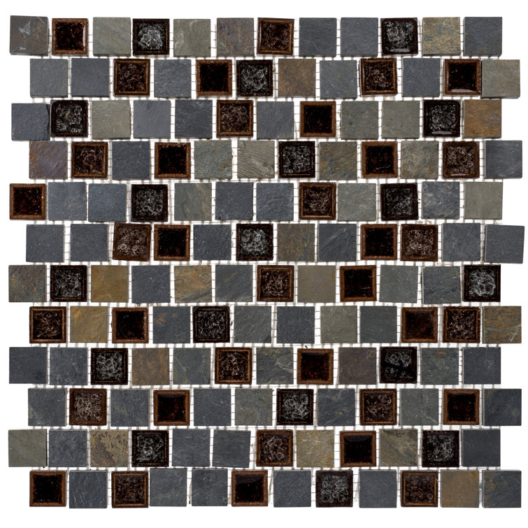 Montecristo Natural Stone and Crackled Glass Mosaic Tile