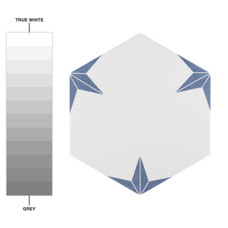 Stella Hex White and Blue Porcelain Floor and Wall Tile