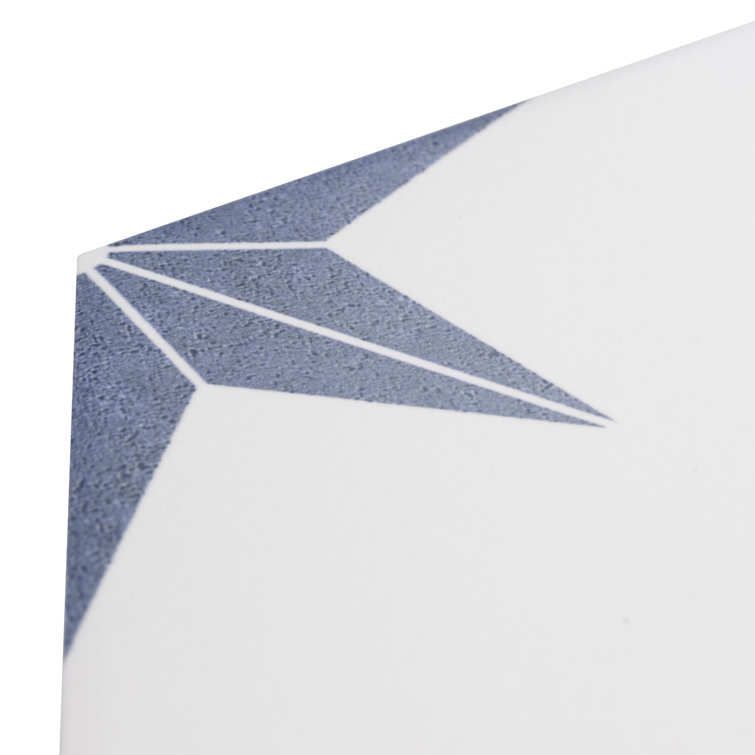 Stella Hex White and Blue Porcelain Floor and Wall Tile