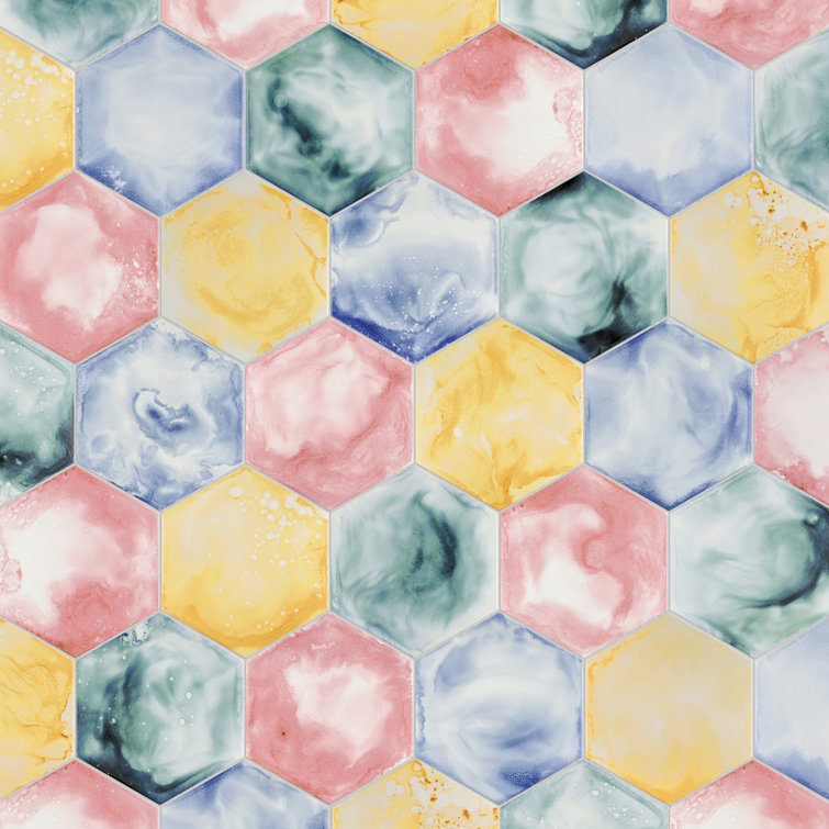Multicolor Hexagon Porcelain Floor and Wall Tile