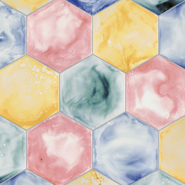 Multicolor Hexagon Porcelain Floor and Wall Tile