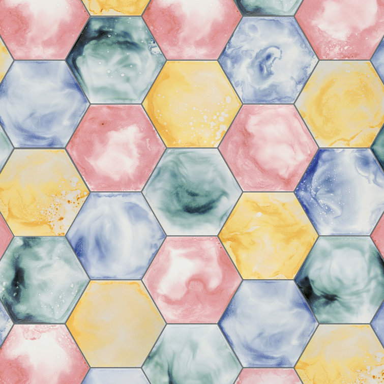 Multicolor Hexagon Porcelain Floor and Wall Tile