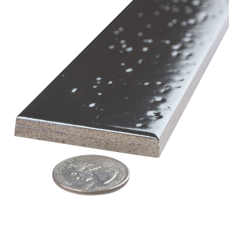 Argento Glossy Charcoal Black 2" x 10" Porcelain Subway Tile