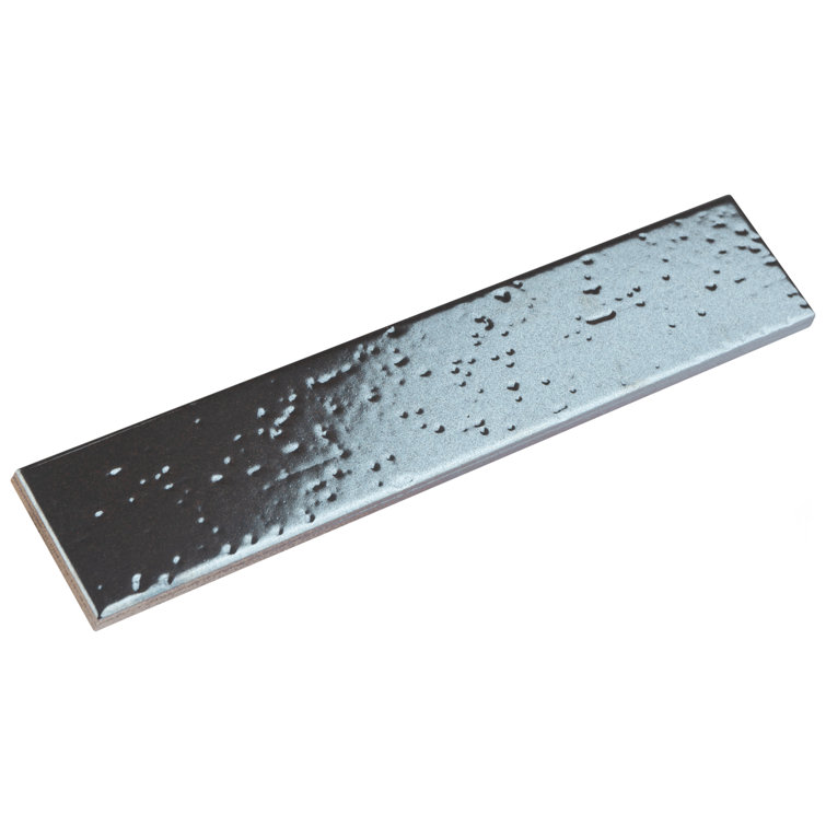 Argento Glossy Charcoal Black 2" x 10" Porcelain Subway Tile