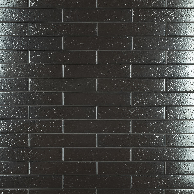 Argento Glossy Charcoal Black 2" x 10" Porcelain Subway Tile