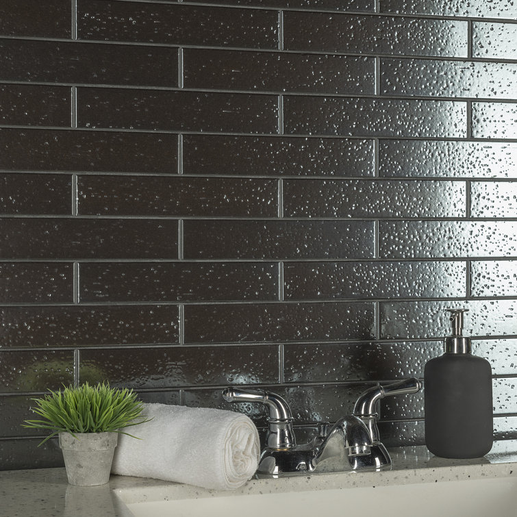 Argento Glossy Charcoal Black 2" x 10" Porcelain Subway Tile