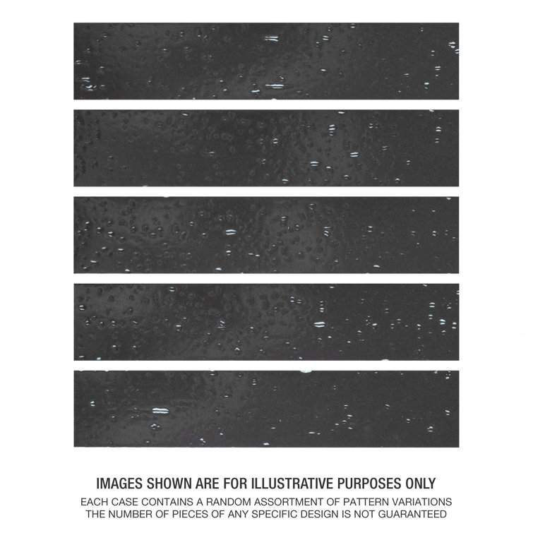 Argento Glossy Charcoal Black 2" x 10" Porcelain Subway Tile