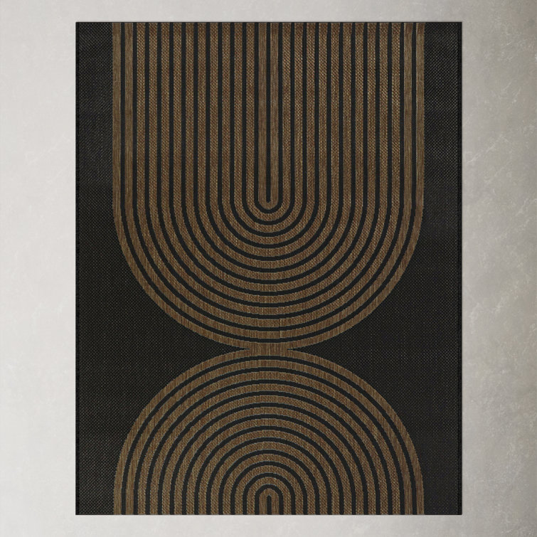 Sophia Black and Brown Geometric Flatweave Rug
