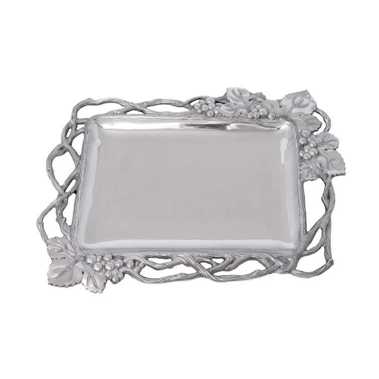 Arthur Court Silver Aluminum Grape Vine Rectangle Serving Tray