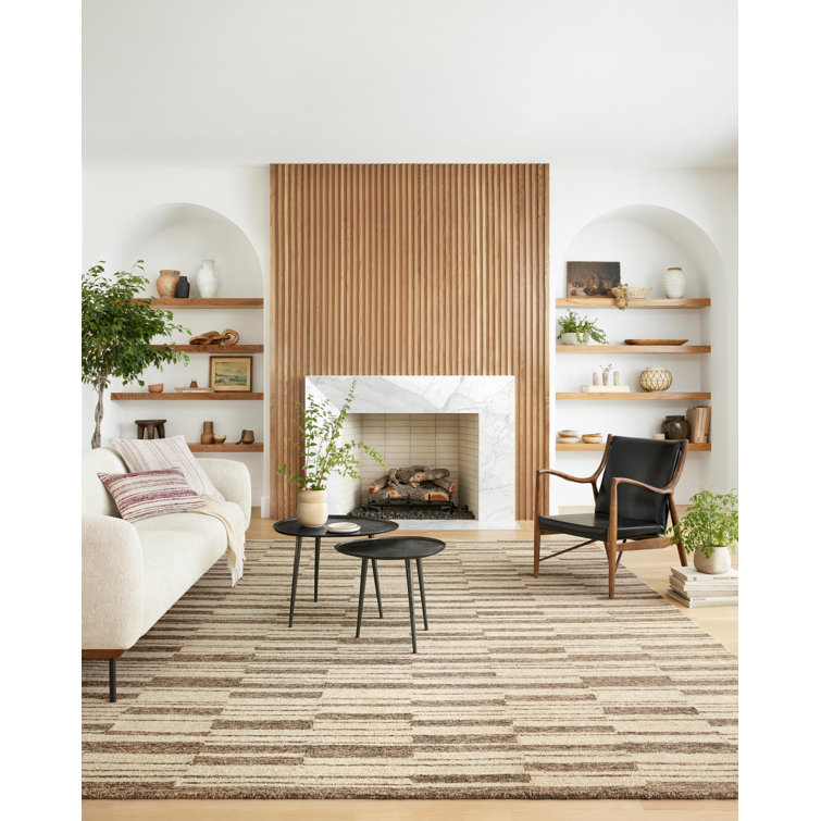 Ivory and Tobacco Hand-Tufted Wool Rectangular Rug