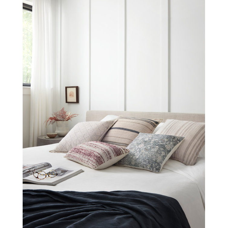 Ivory and Beige Striped Chenille Throw Pillow