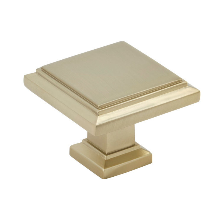 Golden Champagne Square Cabinet Knob with Mounting Hardware