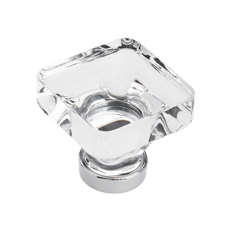 Clear Crystal and Polished Chrome Square Cabinet Knob