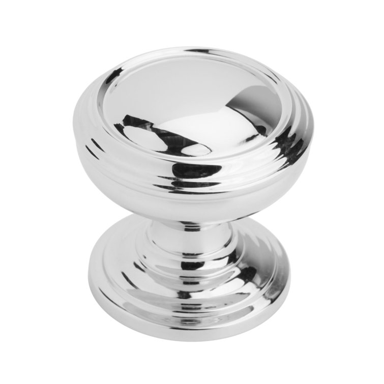 Polished Chrome Round Cabinet Knob with Mounting Hardware