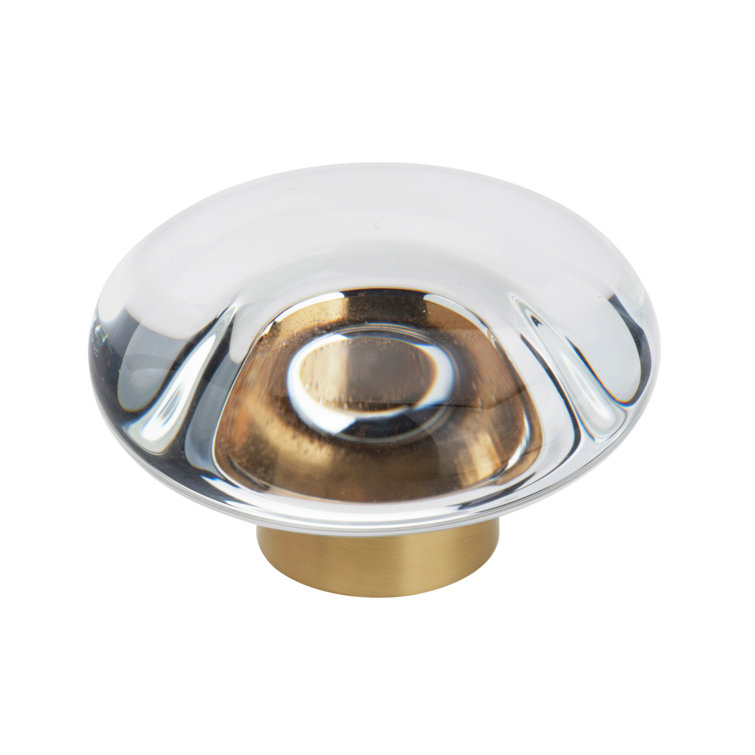 Clear and Bronze Round Glass Cabinet Knob with Mounting Hardware