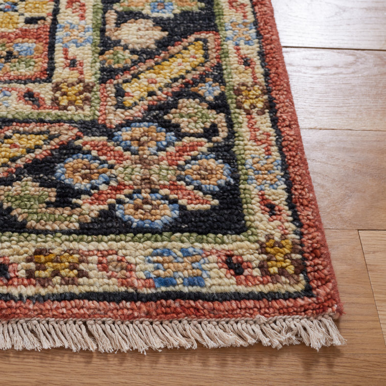 Samarkand Blue and Rust Hand-Knotted Wool 6' x 9' Area Rug