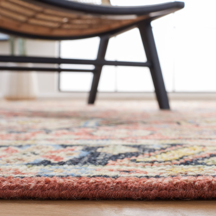 Samarkand Blue and Rust Hand-Knotted Wool 6' x 9' Area Rug