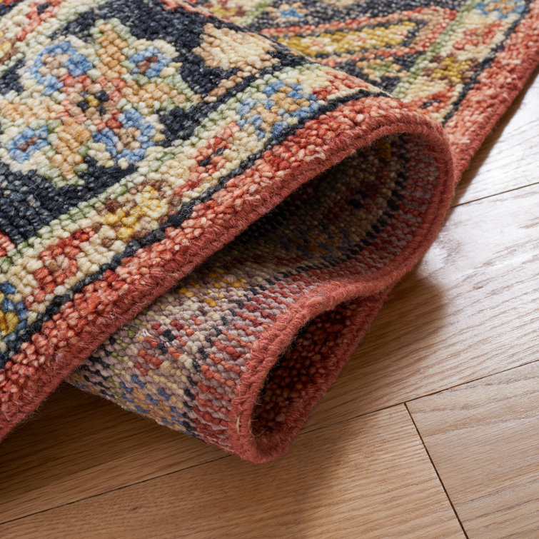 Samarkand Blue and Rust Hand-Knotted Wool 6' x 9' Area Rug