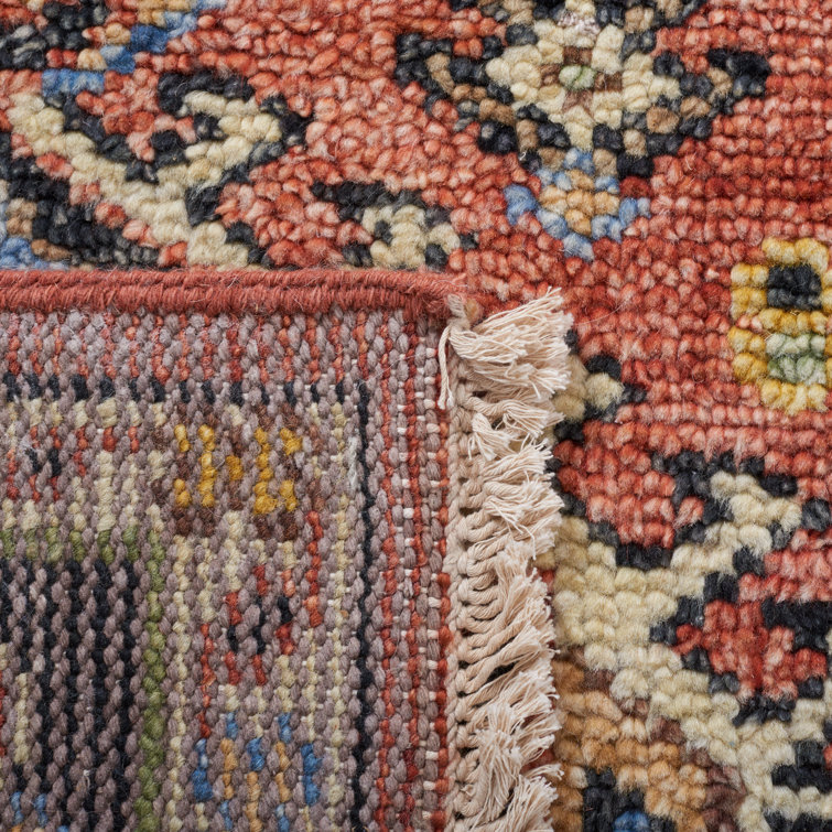 Samarkand Blue and Rust Hand-Knotted Wool 6' x 9' Area Rug