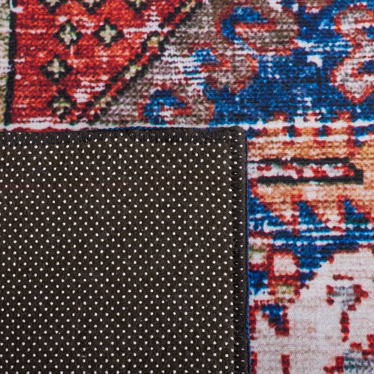 Tucson Navy and Rust Washable Square Rug