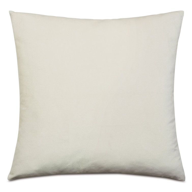 Ivory Velvet Square Pillow with Geometric Border