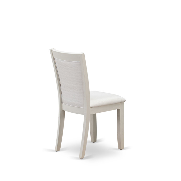 High-Back Parsons Side Chair Set in Cream Linen and Linen White