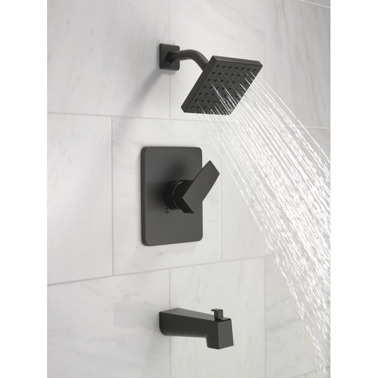 Matte Black Modern Single Function Wall Mounted Tub & Shower Trim Kit
