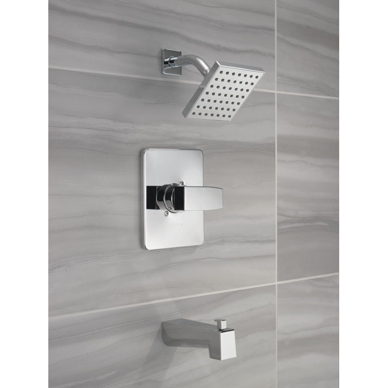 Chrome Single-Handle Square Tub and Shower Trim Kit
