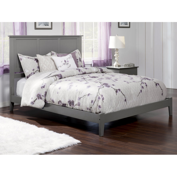 Madison Gray Queen Upholstered Wood Platform Bed with Headboard