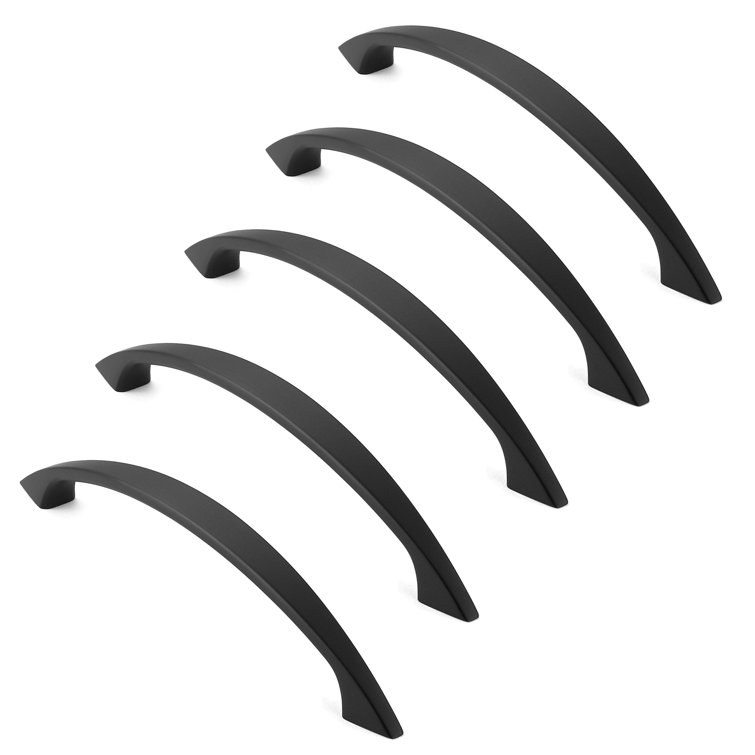 Matte Black 5-Pack Arch Cabinet Pull Handles with Mounting Hardware